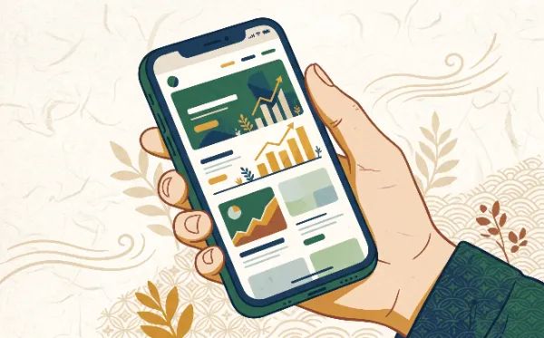 smartphone finance app graph